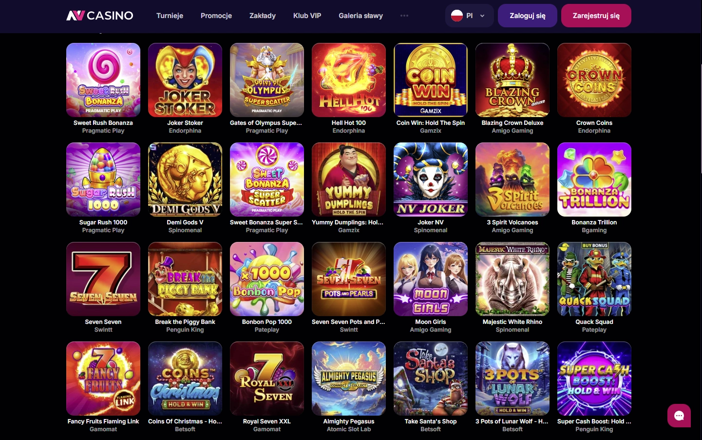 Lobby gier NV Casino